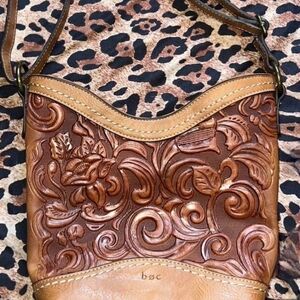 b.o.c. Tan Floral Embossed Shoulder Bag